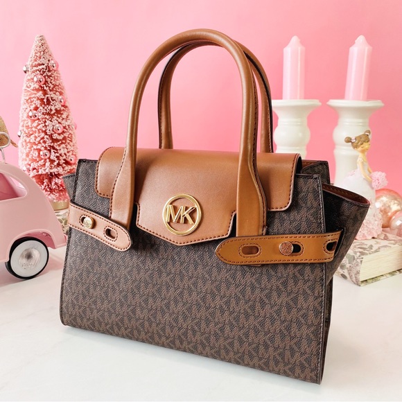 Final Sale!!! 👜 MICHAEL KORS 🌺 Carmen Medium Faux Leather Belted Satchel - Picture 15 of 15